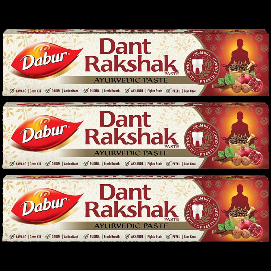 Dabur Dant Rakshak Paste - 32 Ayurvedic Herbs Kills Germs & Longevity Of Teeth & Gums