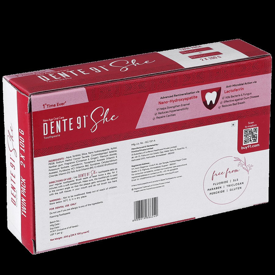 Dente91 She Toothpaste - Cinnamon & Ginger Flavour