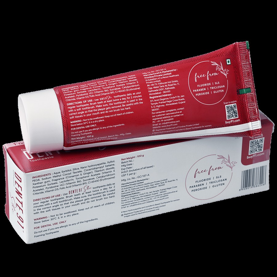 Dente91 She Toothpaste - Cinnamon & Ginger Flavour