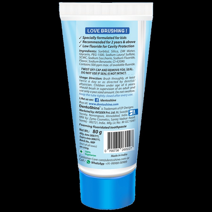 Dentoshine   Gel Toothpaste For Kids - Bubble Gum Flavour