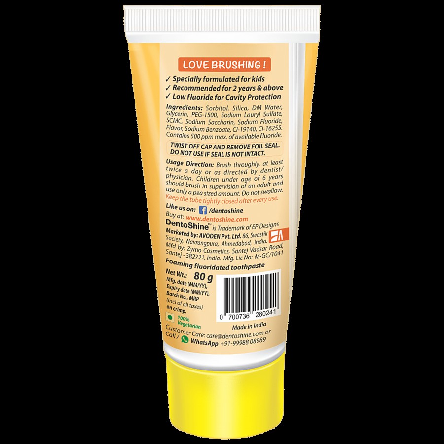 Dentoshine   Gel Toothpaste For Kids - Mango Flavour