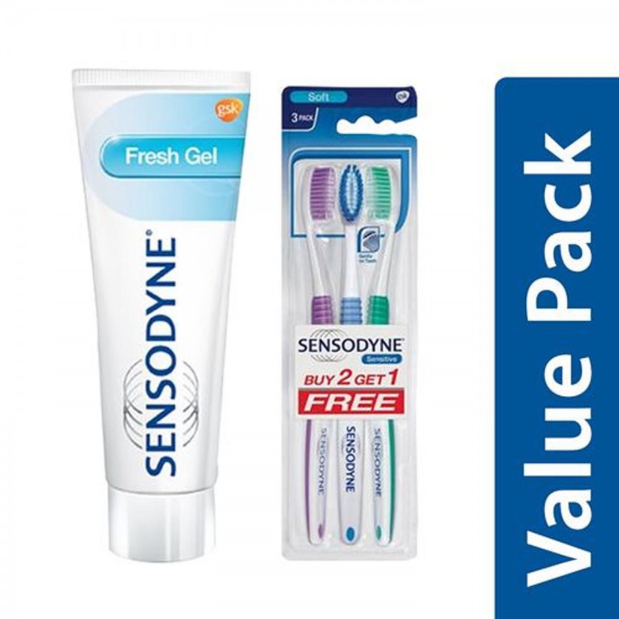 Sensodyne Fresh Gel Sensitive Toothpaste + Sensitive Toothbrush (Buy 2 Get 1 Free)