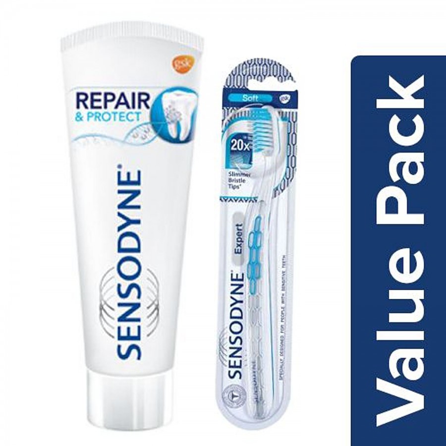 Sensodyne Sensitive Toothpaste - Repair & Protect 70G + Sensitive Toothbrush - Expert 1pc