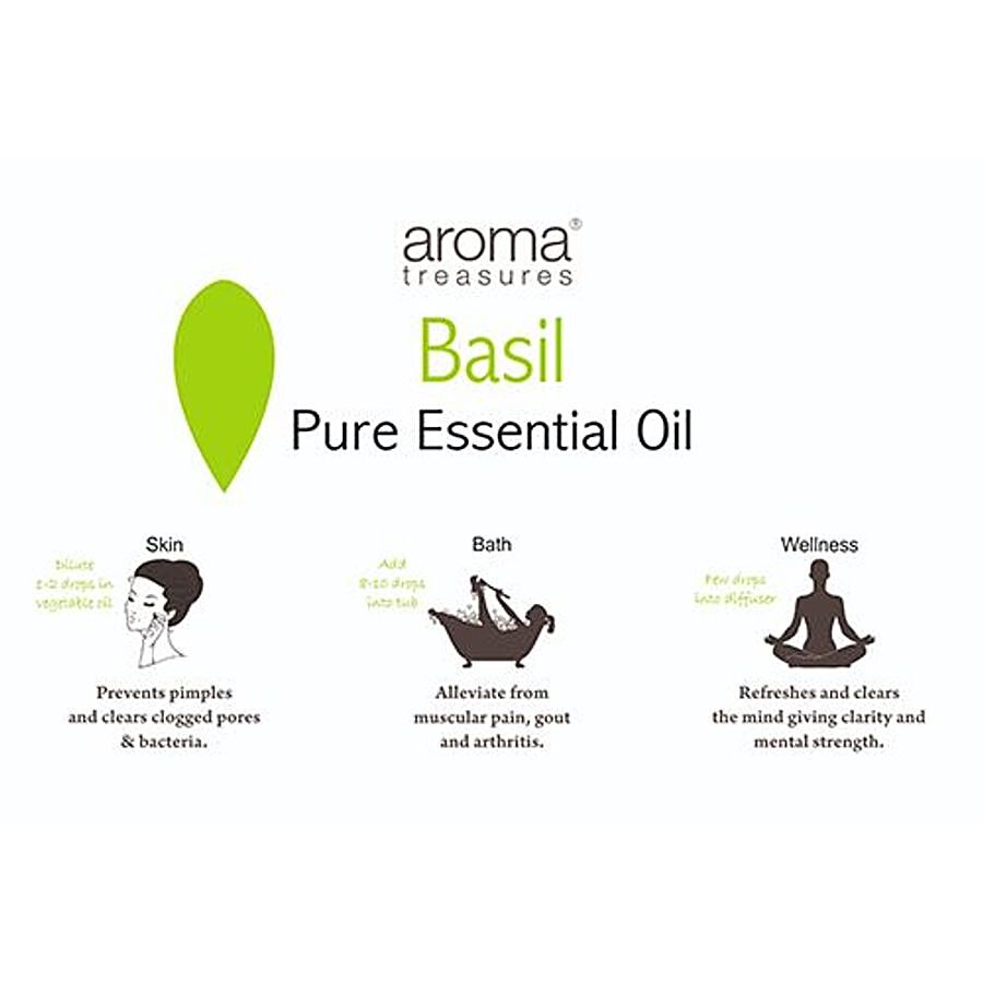 Aroma Treasures Basil (Sweet) Essential Oil - 100% Pure & Natural