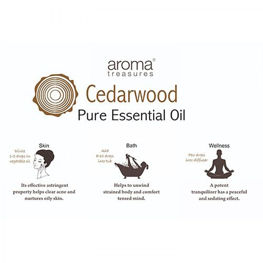 Aroma Treasures Cedarwood Essential Oil - 100% Pure & Natural