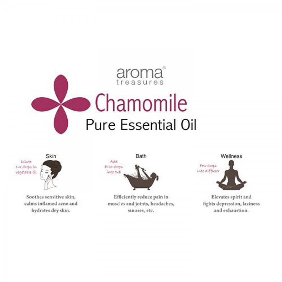 Aroma Treasures Chamomile German Essential Oil (10% In Jojoba Oil) - 100% Pure & Natural