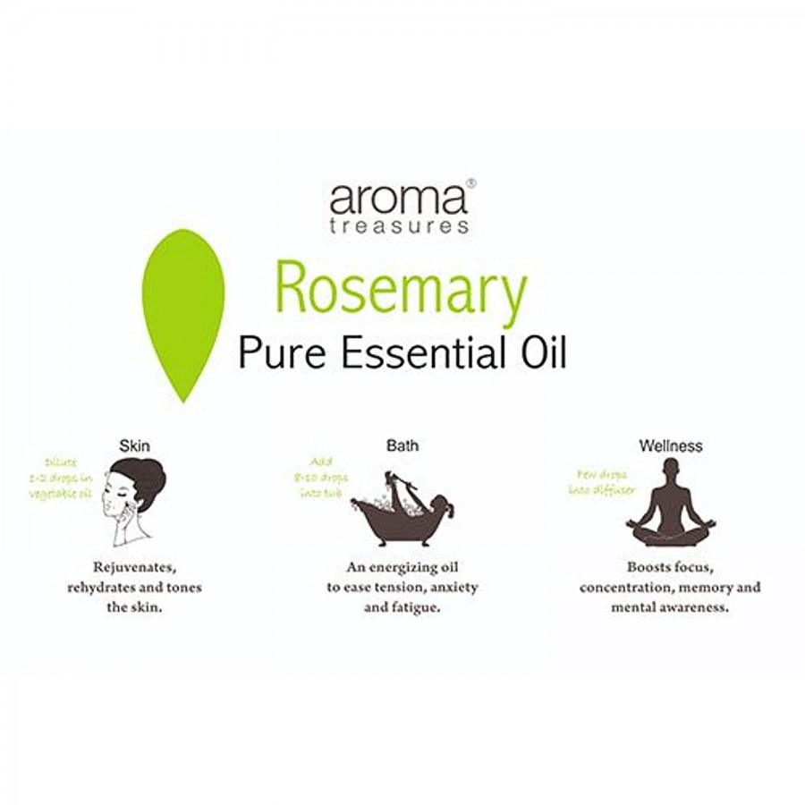 Aroma Treasures Rosemary Essential Oil - 100% Pure & Natural