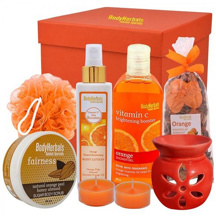 BodyHerbals Energising Orange Essentials Gift Hamper Skin Care Spa Set