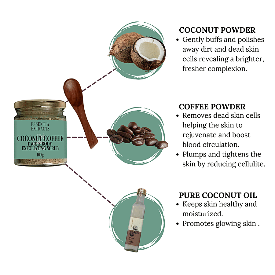 ESSENTIA EXTRACTS Coconut Coffee Scrub - Exfoliates Skin