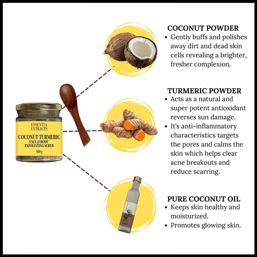 Essentia Extracts Coconut Turmeric Scrub - Exfoliates Skin