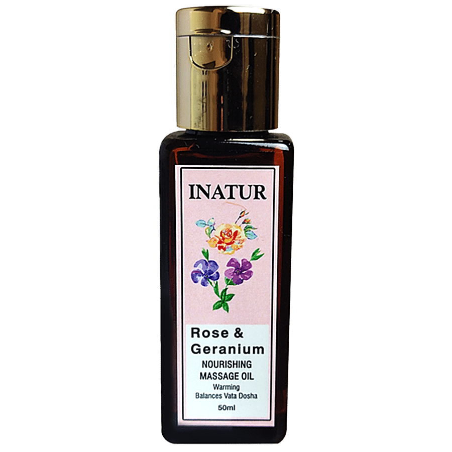 INATUR  Rose & Geranium Nourishing Massage Oil - Reduces Stress