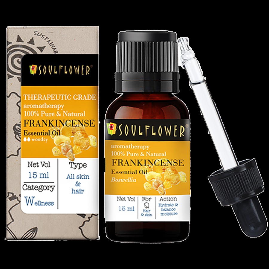 Soulflower Frankincense Essential Oil - Soothes Dry Skin