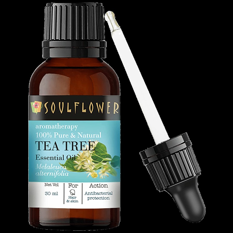 Soulflower Tea Tree Essential Oil - For Oily Acne Prone Skin & Dandruff