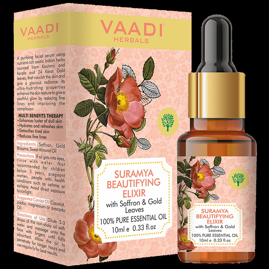 Vaadi Suramya Beautifying Elixir Pure Essential Oil - With Saffron & 24 Karat Gold Leaves