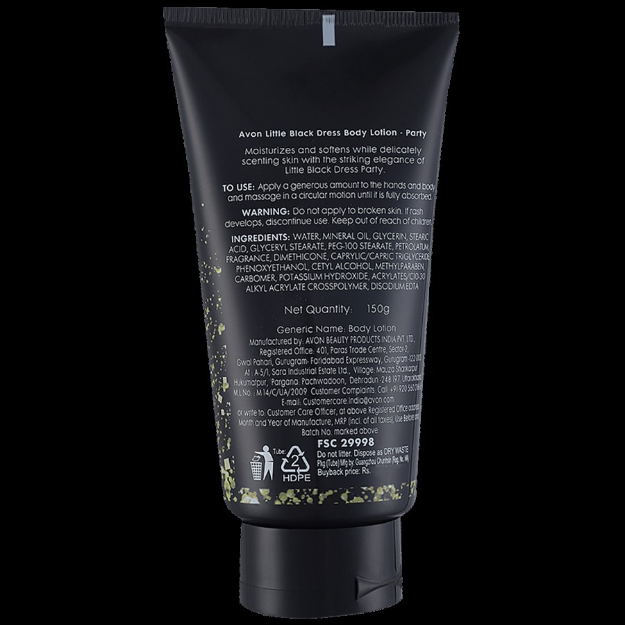 Avon Little Black Dress Party Body Lotion - Moisturises & Keeps Skin Soft & Supple