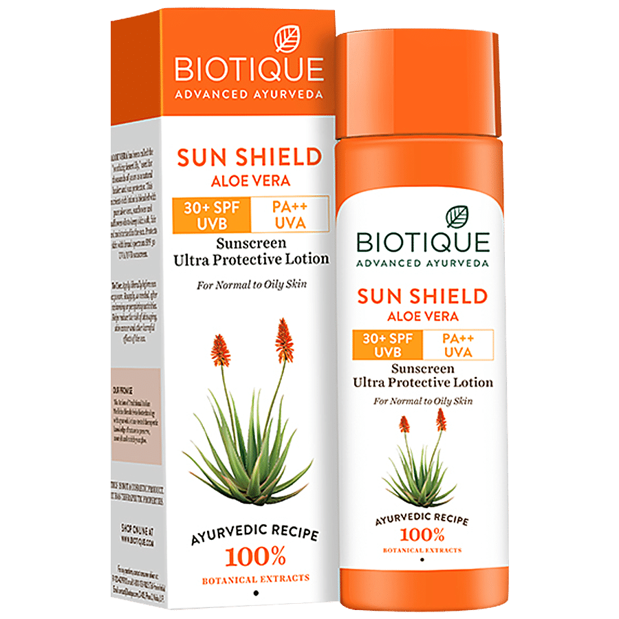 BIOTIQUE Sun Shield Aloe Vera Sunscreen Ultra Protective Lotion - SPF 30+ UVB