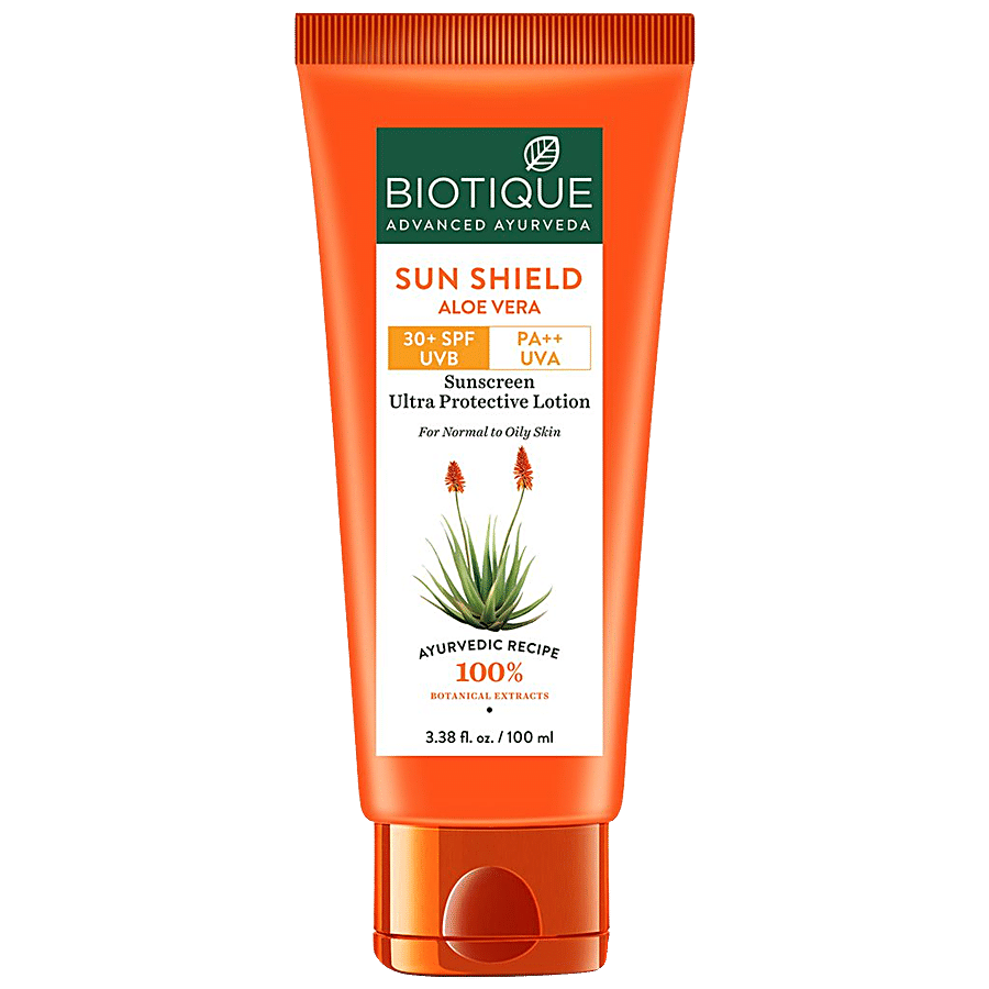 BIOTIQUE Sun Shield Aloe Vera Sunscreen Ultra Protective Lotion - SPF 30+ UVB