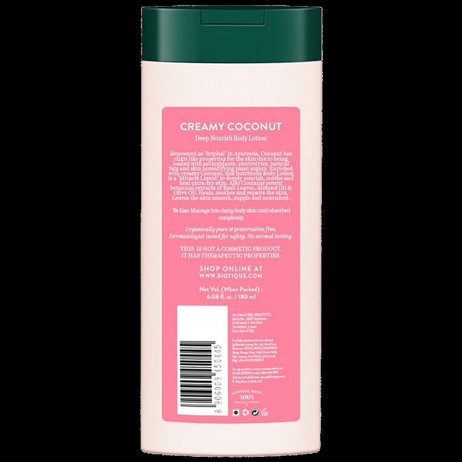 BIOTIQUE Deep Nourish Body Lotion - Creamy Coconut