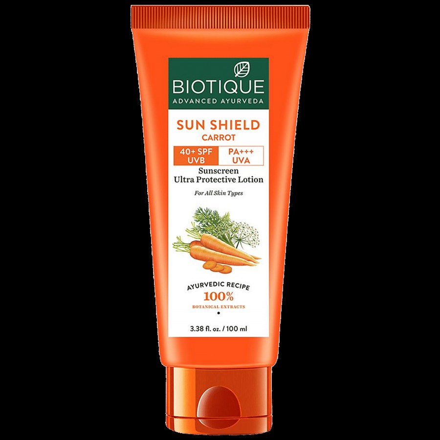 BIOTIQUE Sun Shield Carrot Sunscreen Ultra Protective Lotion - SPF 40+ UVB