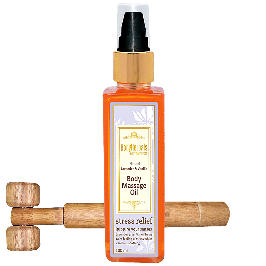 BodyHerbals Stress Relief Body Massage Oil - Natural Lavender & Vanilla