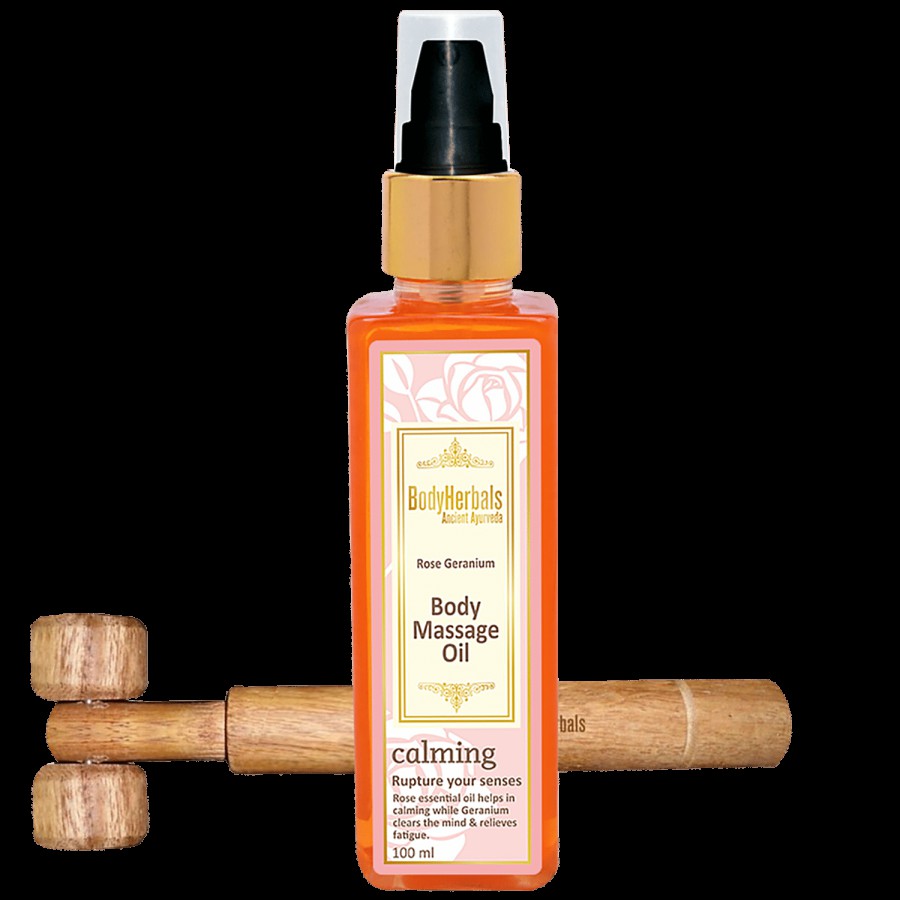 BodyHerbals Calming Body Massage Oil - Rose Geranium