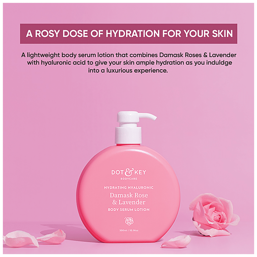 Dot & Key Hydrating Hyaluronic Damask Rose & Lavender Body Serum Lotion - Non-greasy Moisturized Freshness