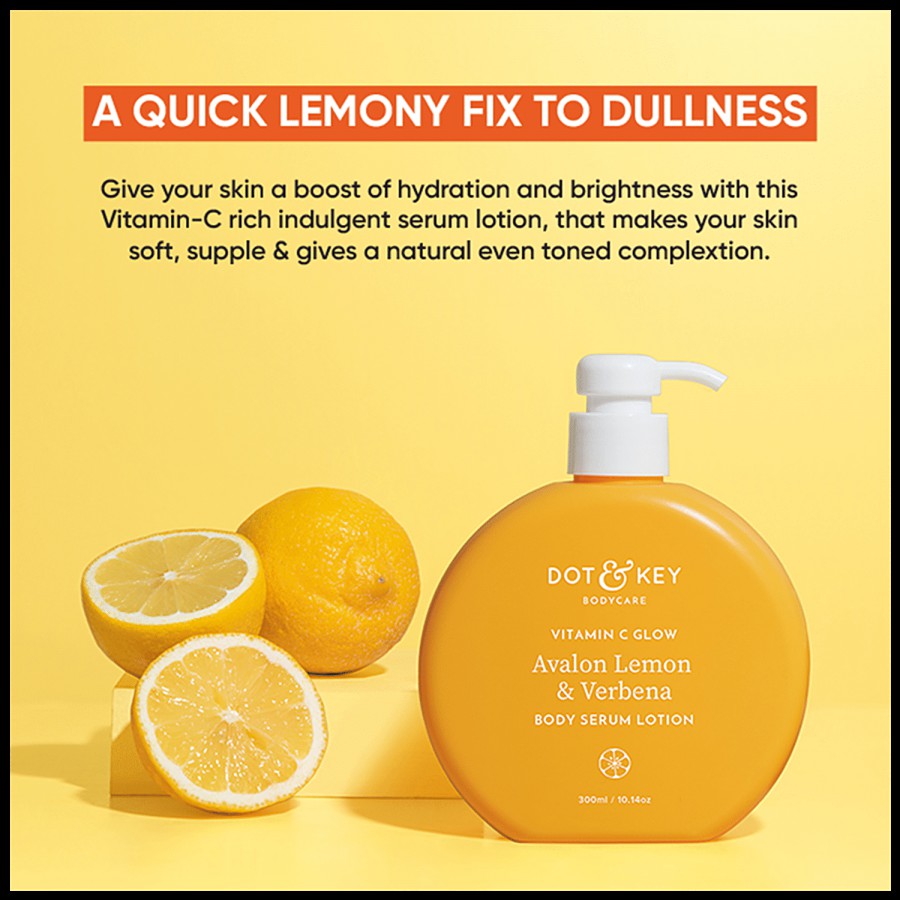 Dot & Key Vitamin C Glow Avalon Lemon & Verbena Body Serum Lotion - For A Dewy Youthful Complexion