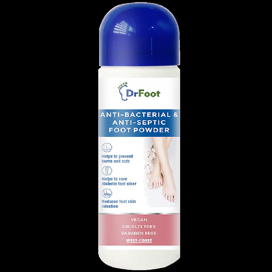 Dr Foot  Antibacterial & Antiseptic Foot Powder - Helps Prevent Burns & Cuts