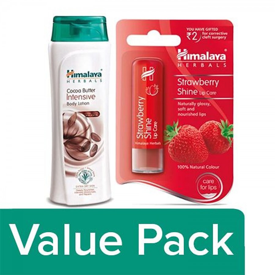 Himalaya Cocoa Butter Intensive Body Lotion + Strawberry Shine Lip Care