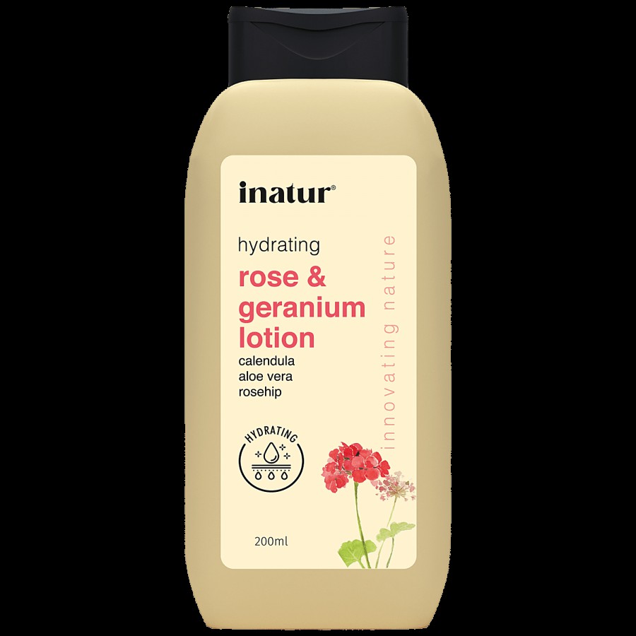 Inatur Rose & Geranium Lotion - Non-Greasy & Moisturising