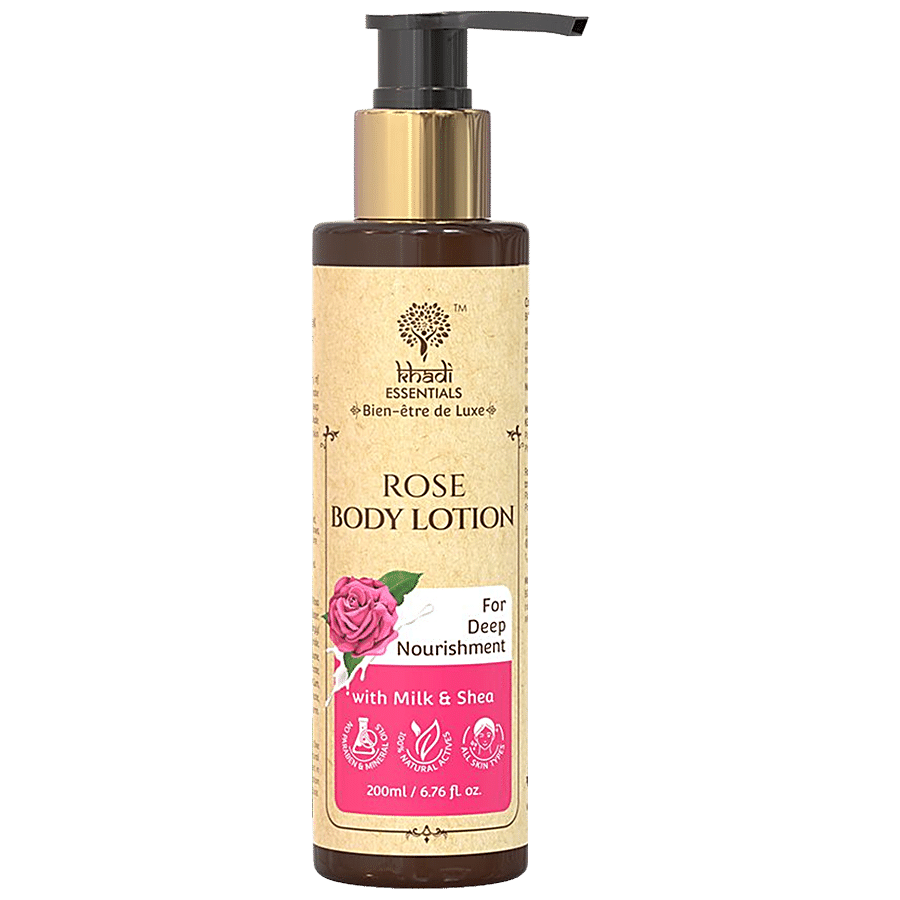 Khadi Essentials Rose Body Lotion - With Milk & Shea