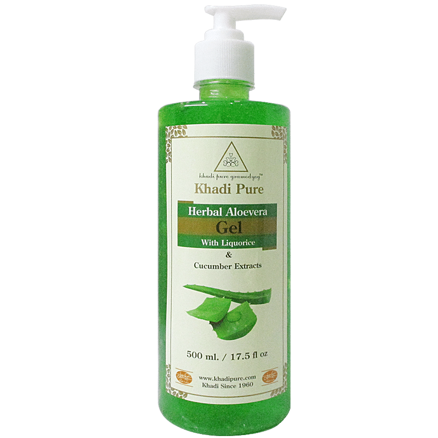 Khadi Pure Herbal Aloe Vera Gel - With Liquorice & Cucumber Extracts