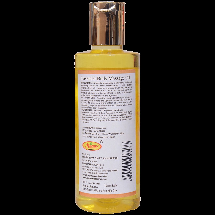 Khadi India Lavender Body Massage Oil - Paraben Free