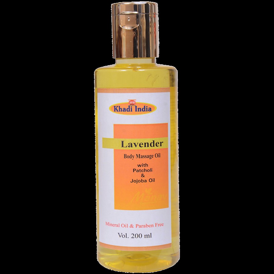 Khadi India Lavender Body Massage Oil - Paraben Free