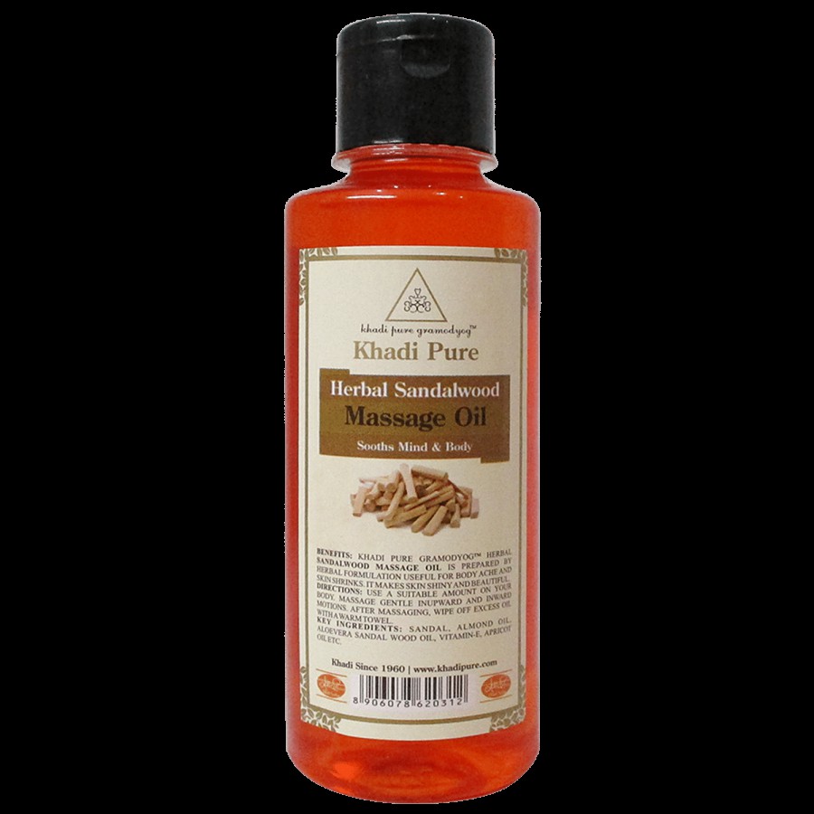 Khadi Pure Herbal Massage Oil - Sandalwood