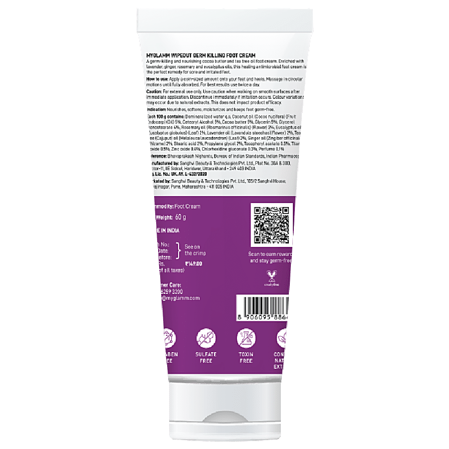 MyGlamm Wipeout Germ Killing Foot Cream - Lavender