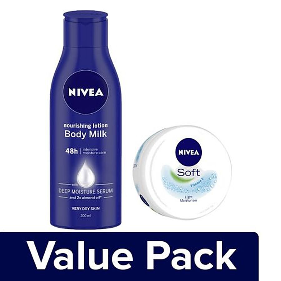 NIVEA Nourishing Body Milk - Almond Oil 200ml + Soft Cream With Moisturiser 50ml