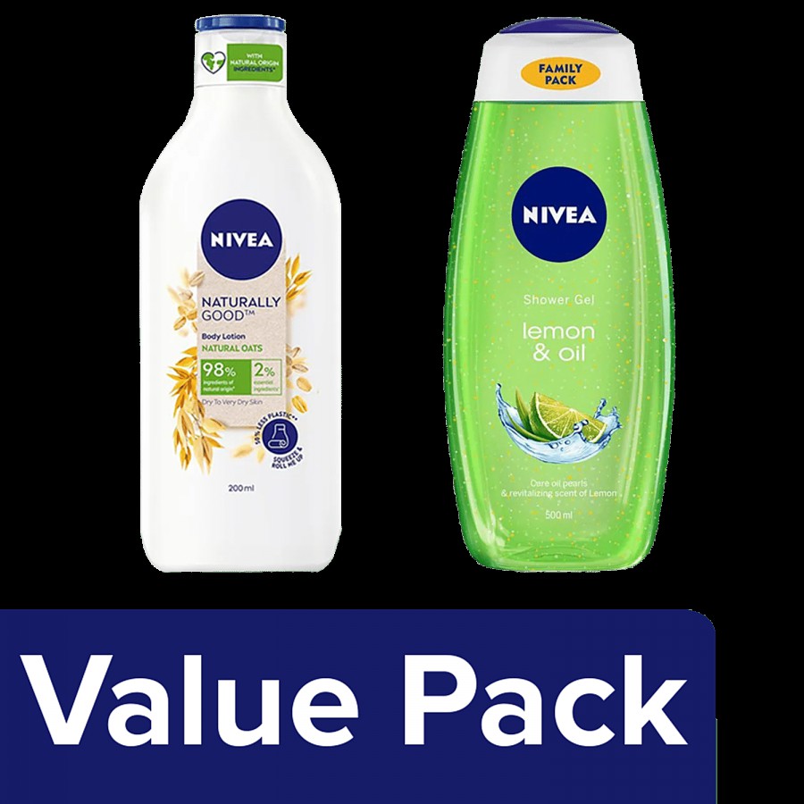 NIVEA Lemon & Oil Shower Gel + Oats Body Moisturisation Combo