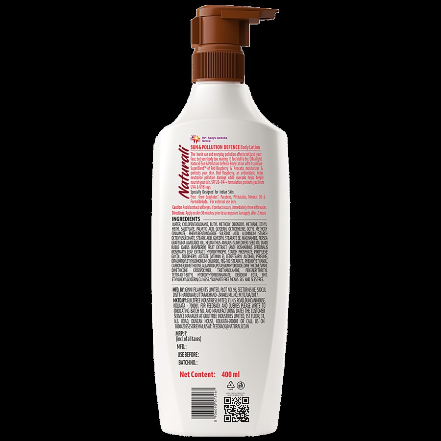 Naturali Sun & Pollution Defence Body Lotion - Red Raspberry & Avocado