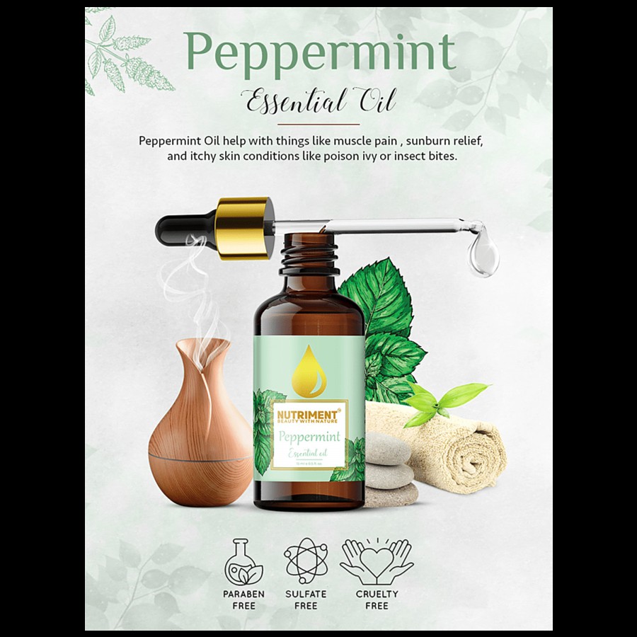 Nutriment Peppermint Essential Oil - Durable & Pronounced Smell