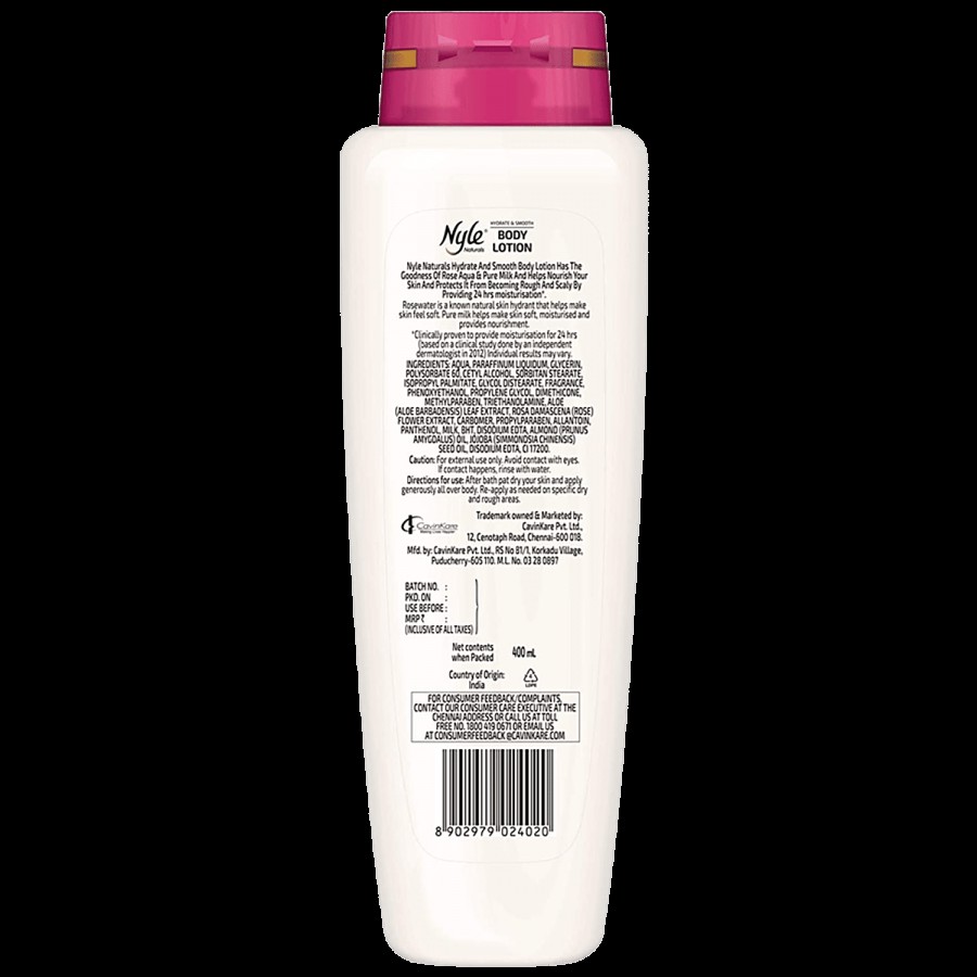 Nyle Naturals Hydrate & Smooth Body Lotion - With Rose Aqua & Pure Milk