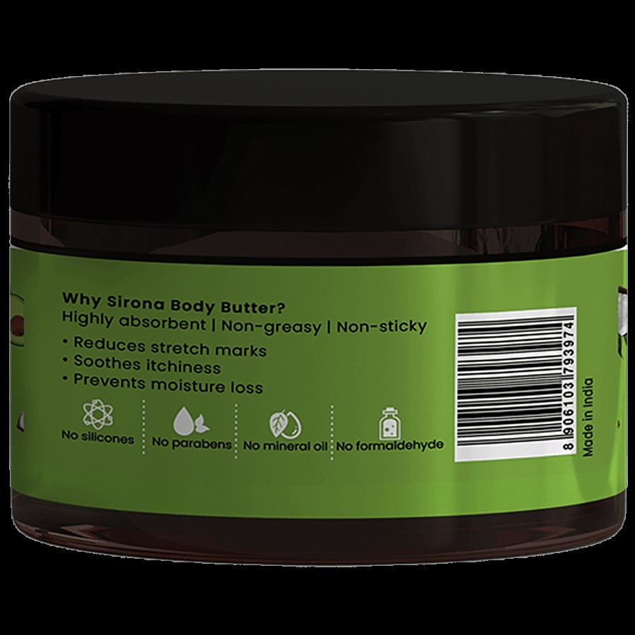 SIRONA Natural Body Butter with Shea Butter for Men and Women – 100 gm | Reduces Stretch Marks