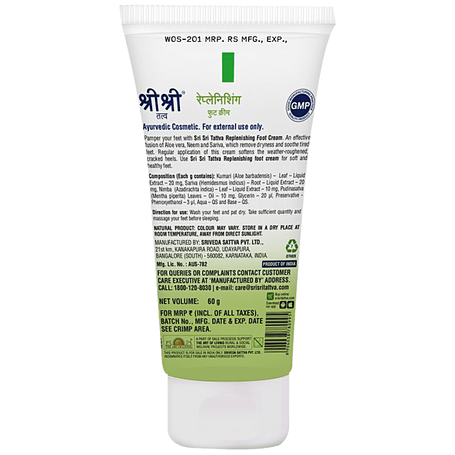 Sri Sri Tattva Replenishing Foot Cream - Neem & Mint