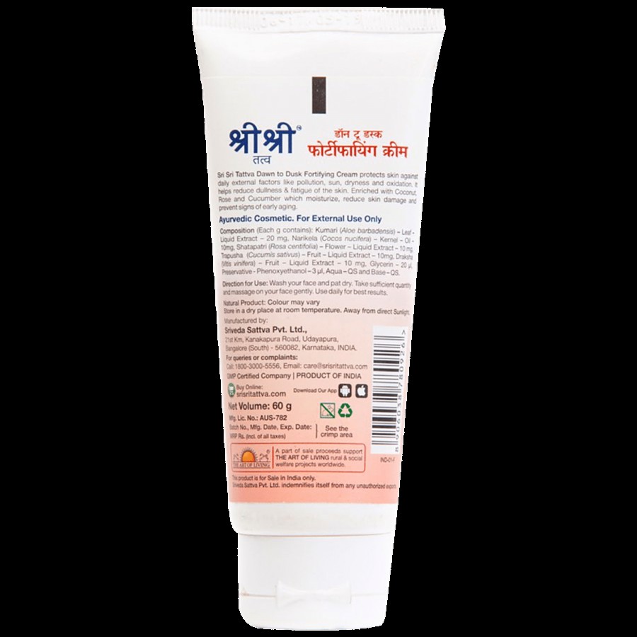 Sri Sri Tattva Dawn to Dusk Fortifying Cream - Rose Cucumber & Almond