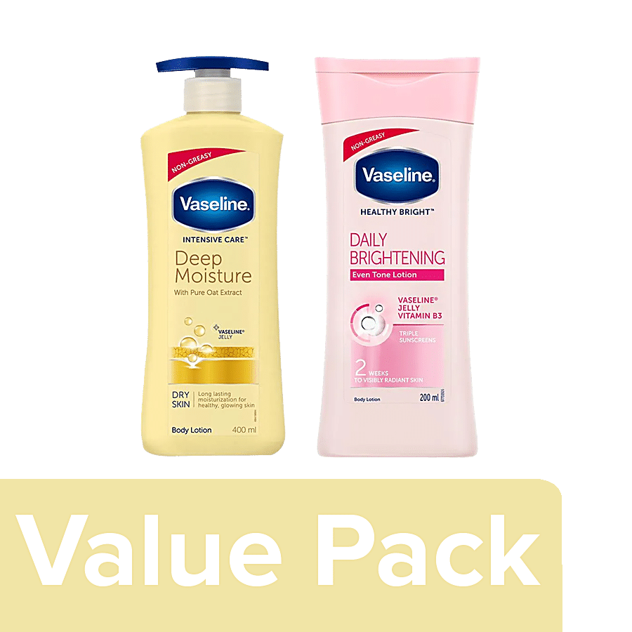 Vaseline Body Lotion - Intensive Care Deep Moisture 400ml + Healthy Bright Complete 200ml