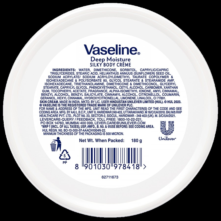 Vaseline Deep Moisture Silky Body Creme - With Cera-Boost Technology