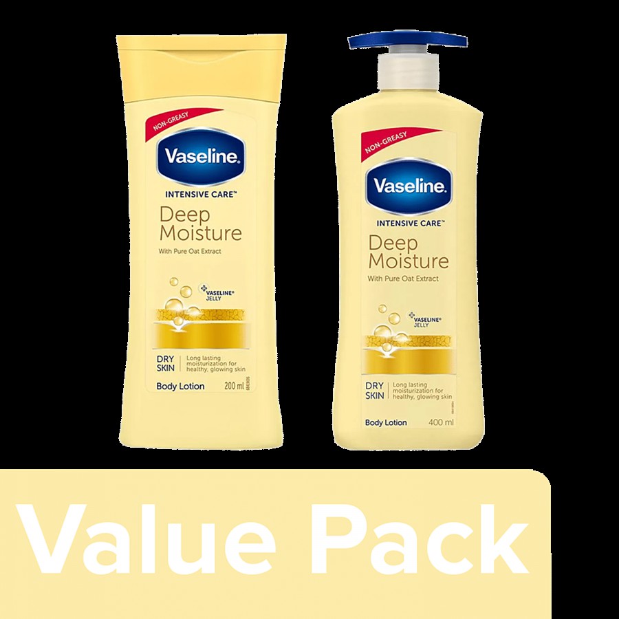 Vaseline Intensive Care Deep Moisture Body Lotion - With Pure Oat Extract 200 ml + 400 ml