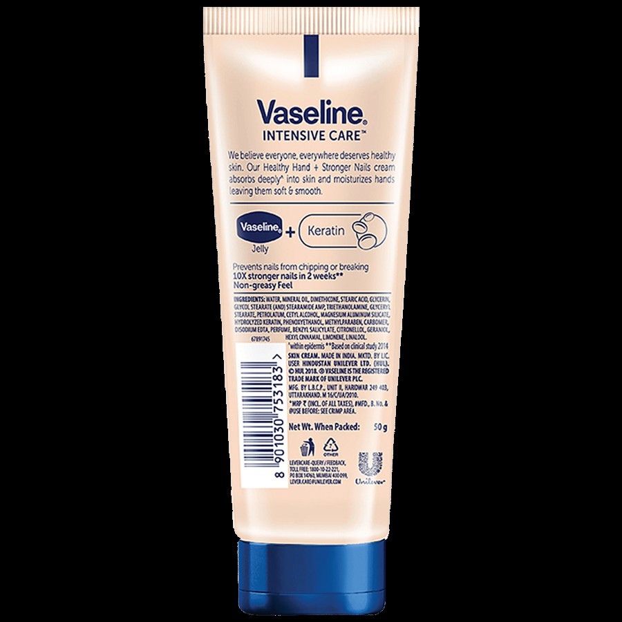 Vaseline Intensive Care Healthy Hands & Stronger Nails Cream - With Keratin