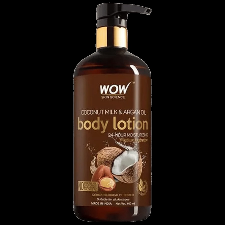 Wow Skin Science Coconut Milk & Argan Oil Body Lotion - Medium Hydration No Mineral Oil