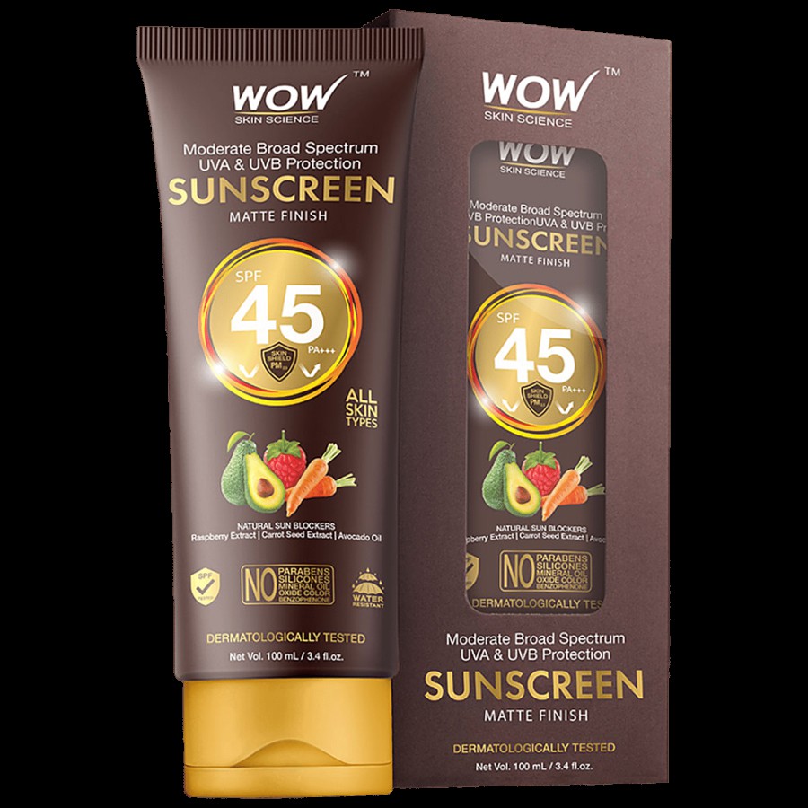 Wow Skin Science SPF 45 PA +++ Matte Finish Sunscreen Lotion - Raspberry Extract